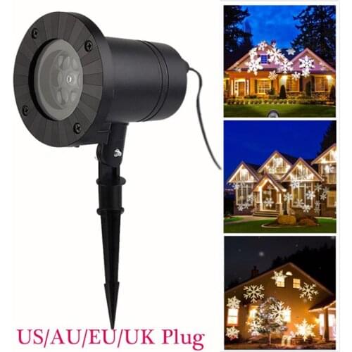 Waterproof Moving Snow Laser Projector Lamp Snowflake LED New Year Party/Christmas Projector lights Outdoor Garden Lamp