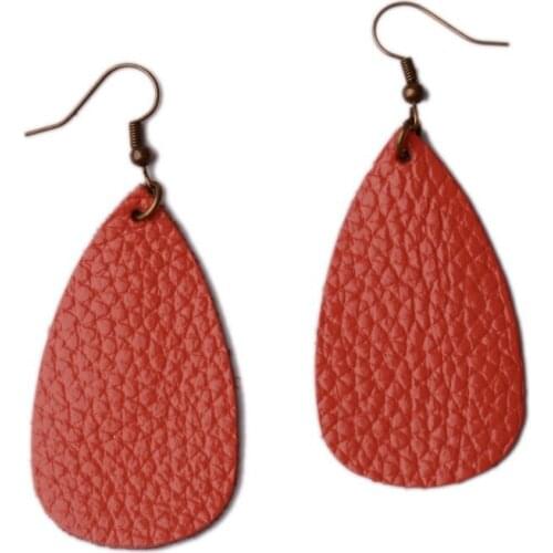 New Color Leaves Genuine Leather Earrings For Women Fashion Water Drop Dangle Earring Female Charm Statement Jewelry Wholesale