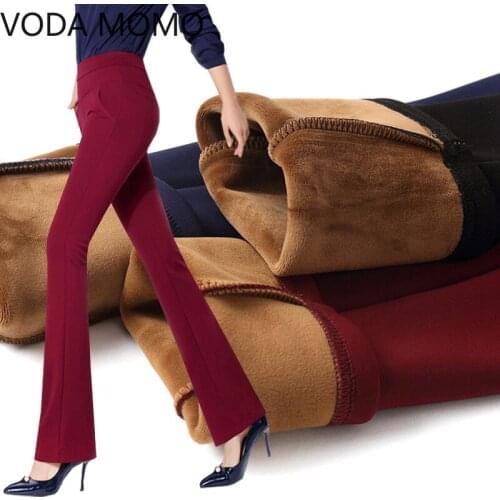 Women Winter Warm wide leg pants Velvet Thick Trousers High Waist Elastic Middle aged Mother Stretch flare Pants Plus Size 5XL