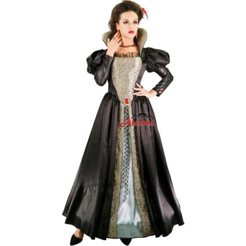 Women Adult Vampire Zombie Cosplay Suit Witch Black Dress Queen Masquerade Party Costumes