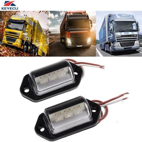 Keyecu 2x White 3LED Rear License Number Plate Light Lamp For Truck Van Lorry Trailer