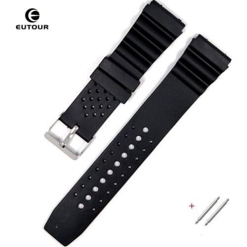 20mm Watch Band Silicone Rubber Watchband For Replace Electronic Wrist Watch Band Sports Straps Silver Stainless Steel Buckle