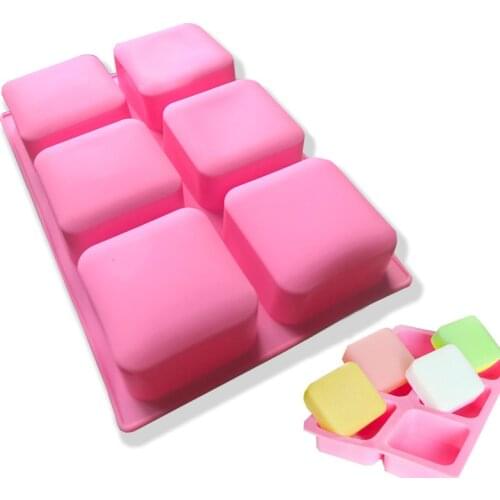 3D Silicone Mold For Soap Making 6-Cavity Square Shape Soap Mould DIY Candle Decorating Tools Cake Baking Molds Silicone Craft