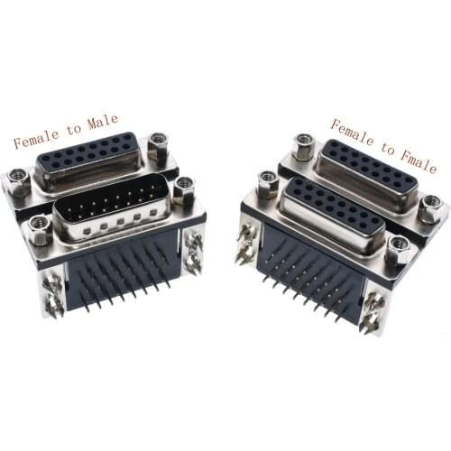 5PCS Double DR15 DB15 Mixed D-Sub Female Male Connector 90 Degree Right Angle Serial