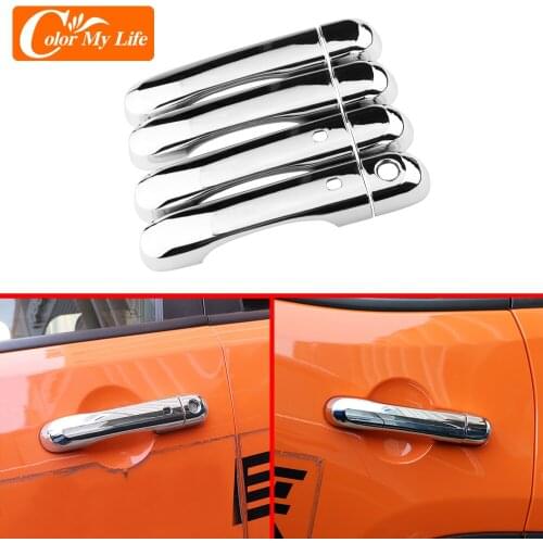 ABS Chrome Car Door Handle Cover Fit for Jeep Renegade 2015 - 2020 Outer Door Handles Protection Trim Sticker Accessories