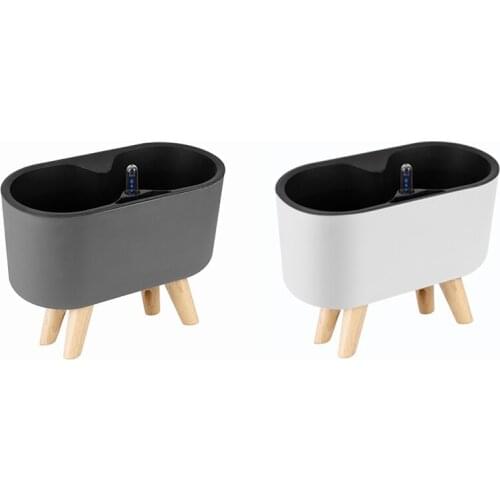 Automatic Self-Watering Plastic Plant Pot With Water Level Indicator Floor Table Flowerpot Planter With Wooden Bracket