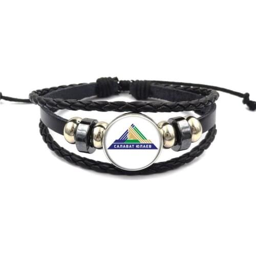 2020 Leather Bracelet With Ufa Salavat Yulaev KHL Ice Hockey Team Logo Snap Button Charms Multi Layer Wrap Bracelet For Fans