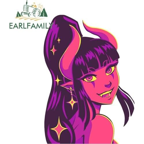 EARLFAMILY 13cm x 9.4cm for Cute Demon Girl Sticker Fine SUV Car Stickers Fashion Decal Waterproof Scratch-proof Decoration