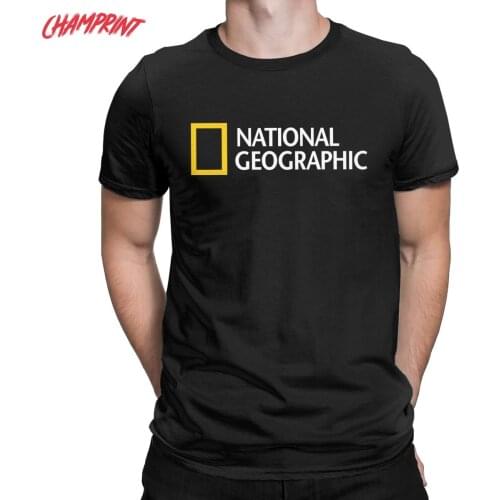 Men National Geographic T Shirts 100% Cotton Clothes Novelty Short Sleeve Crew Neck Tees Gift Idea T-Shirt
