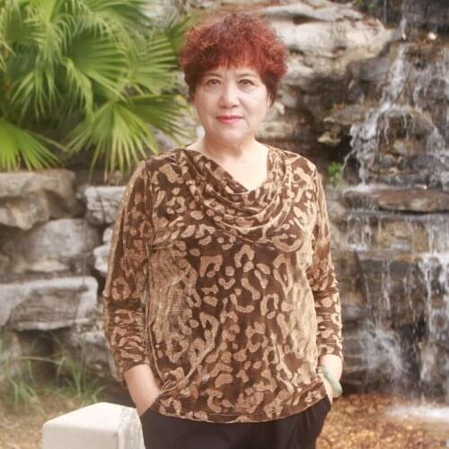Middle aged woman tshirts 5xl 6xl 7xl plus size full sleeve tops leopard graphic t shirts office loose oversized t shirt H355
