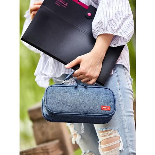 INS Kawaii Canvas Double Layer Large Capacity Pencil Case Pencil Bag Box Pencils Pouch For Kids School Stationery M L