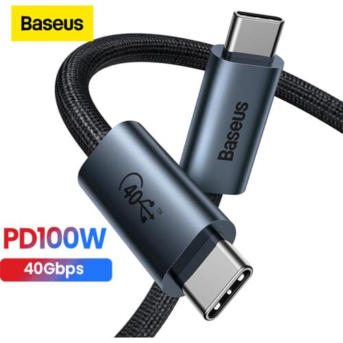 Baseus USB C Cable 100W USB 3.0 4.0 Fast Charging PD Cable for MacBook Pro iPad Pro 40Gbps USB Type C Charger Data Cable