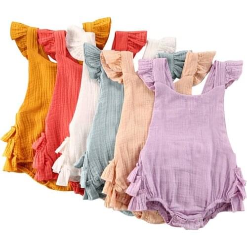 0-12M Newborn Infant Baby Girls Soft Romper Ruffles Jumpsuit Summer Backless Sunsuit Playsuit Baby Girl Costumes Clothes
