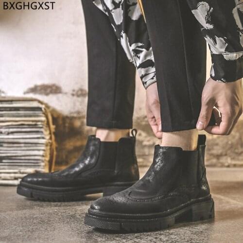 Platform Boots for Men Male Winter Shoes Men Chelsea Boots Man Motorcycle Boots Men Leather Casual Shoes for Man 2021 Chaussure