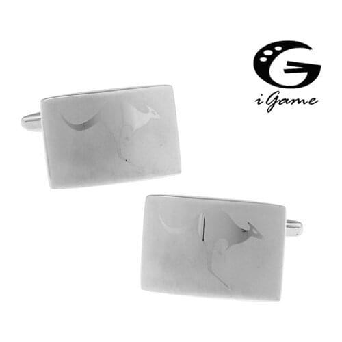 Men Gift Kangaroo Silver Colour Copper Material Novelty Laser Animal Style Cuff Links