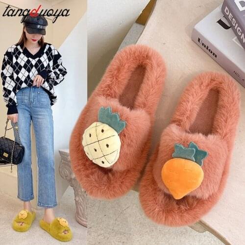 2021 New Fashion Outdoor Slippers Fashionable Furry Shoes Winter Cotton Slipper Womens Plush Warm Winter Indoors Slides