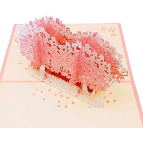 3D Pop Up Card Wedding Cherry Blossom Invitation Valentines Day Anniversary Card Craft Greeting Card Postcard Gift