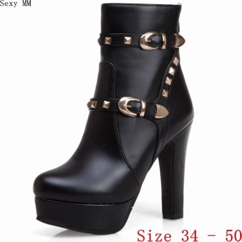 Spring Autumn Women Platform Ankle Boots Woman Short Boots High Heel Shoes Plus Size 34 - 40 41 42 43 44 45 46 47 48 49 50