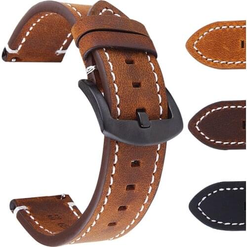 20mm 22mm 24mm Vintage Cow Leather Watch Band For Panerai Fossil Ticwatch Watch Accessories Watch Strap men bracelet Watchband