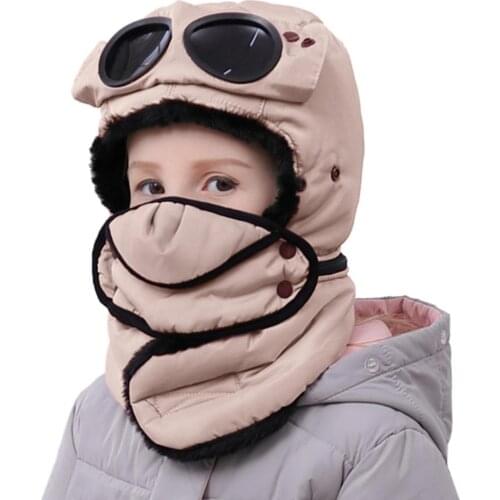 Kids Winter Hat Windproof Warm Trapper Hat with Face Cover Ushanka Hat Bomber Cap Skiing Cycling Balaclava Gifts for Boys Girls