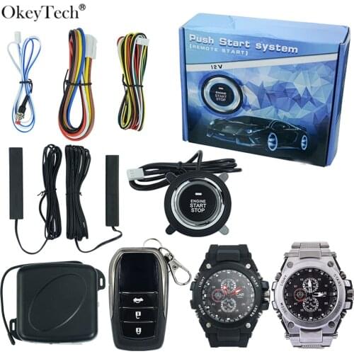 OkeyTech 433Mhz PKE Auto Keyless Entry System Smart Watch Control Push Button Start Stop Engine Car Alarm Anti-theft BlackSliver