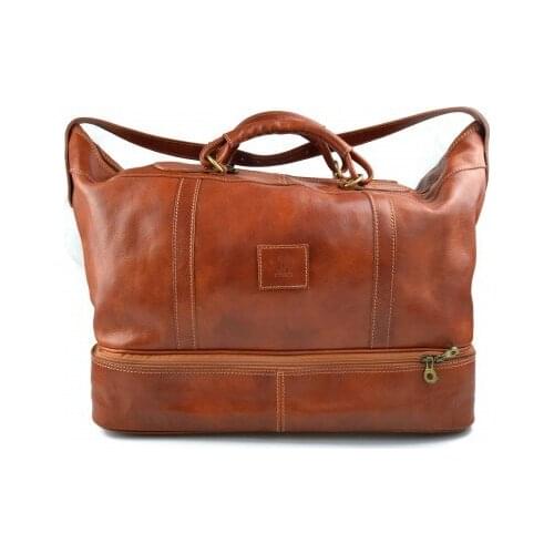 Leather duffle bag genuine leather shoulder bag honey