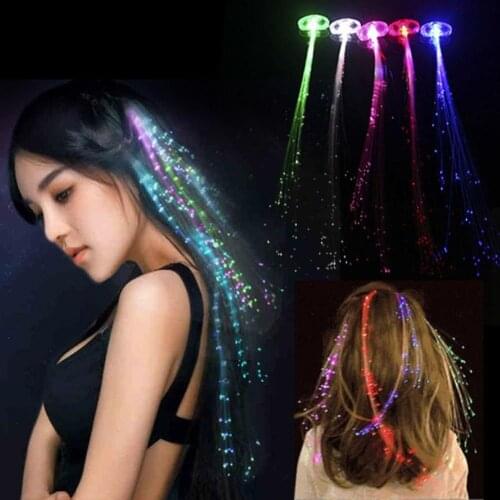 LED Light Up Braid Luminous Fiber Optic Hairpin Decor for Halloween Party Bar for clubs, raves, discos Supplies