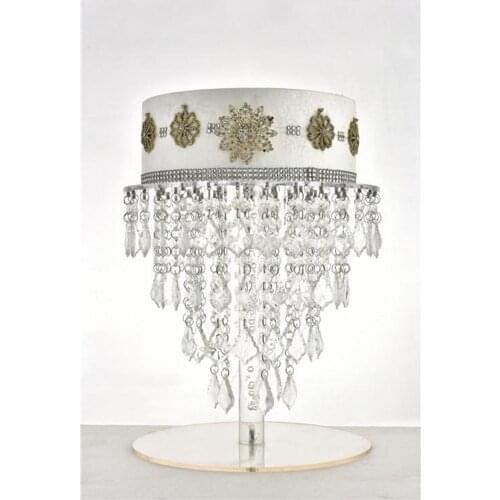 Sparkling Crystal clear garland chandelier round wedding cake stand with bead strands wedding birthday party decorations