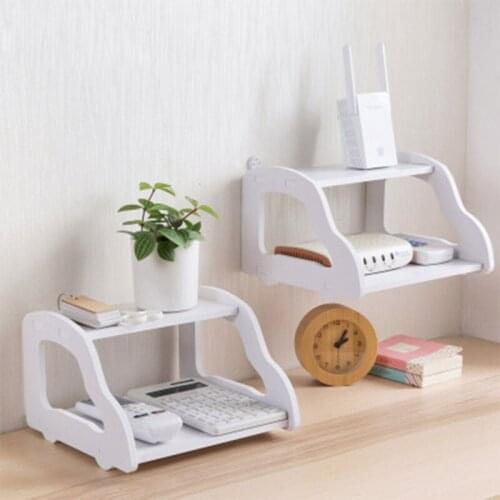 TV Set-Top Box Shelf Wall Shelf PVC Double Shelf Wall Hanging Free Punching Bedroom Iiving Room Car Shape Router Storage Rack