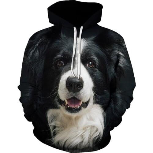 2021Personality oversized hoodie Boy and girl 3D printed Border Collie sweatshirt male sweatshirt Harajuku autumn winter hoodie