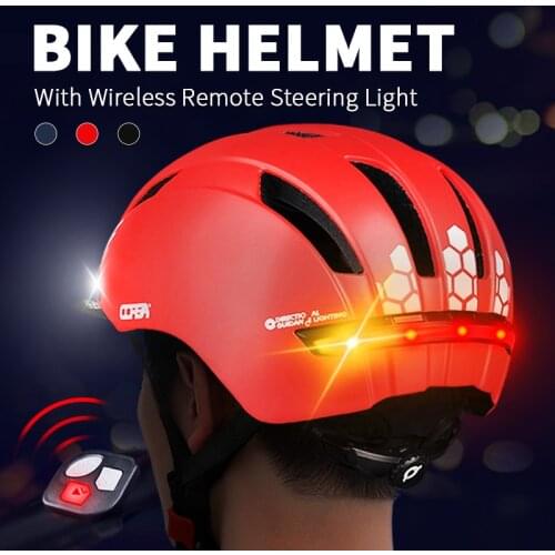 Bike Helmet With LED Turn Signal Light USB rechargeable Smart Bicycle Helmet Back Lamp Safety Night Riding Warning Waterproof