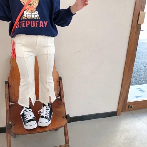 2021 Spring Autumn Girls Fashion Flare Pant Baby Kids Children Trousers Two Colors