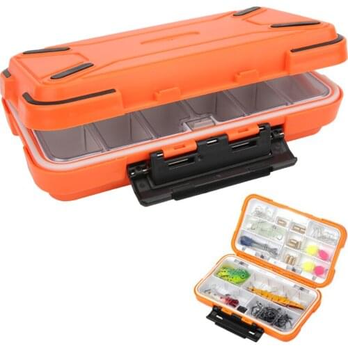 ABS Waterproof Fishing Tackle Box Bait Lure Hooks Storage Case Organizer Container Accessory(C Orange) Removable Compartments