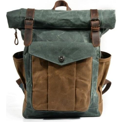 Military Backpack Rucksack Male Knapsack Bagpack Waterproof Vintage Backpack Leather Canvas Men Backpack School Bag