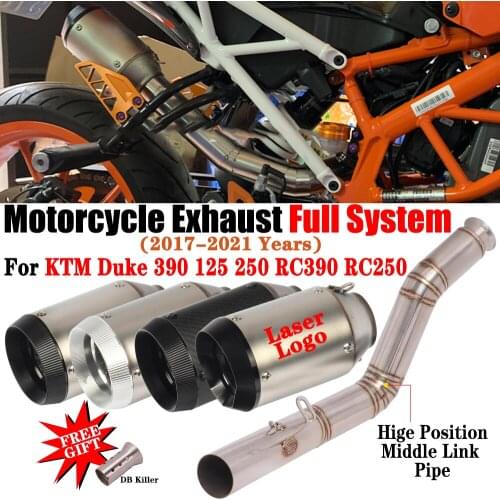 For KTM RC390 RC250 DUKE 390 125 250 2017-2021 Motorcycle Exhaust System Escape Moto Muffler DB Killer High Position Mid Pipe