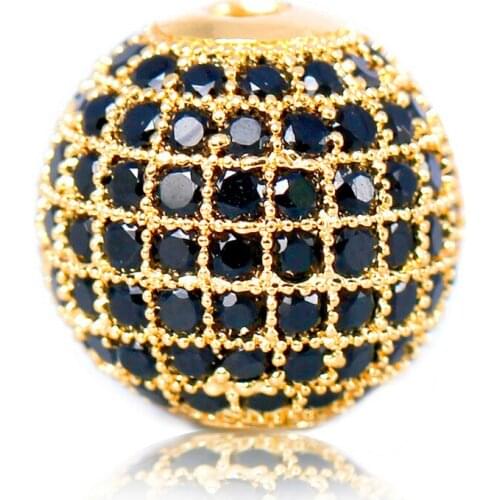 High quality brand charm DIY Noir CZ Cuivre Cristal Perles Rondes pour La Fabrication de Bijoux Bracelets conclusions Gros