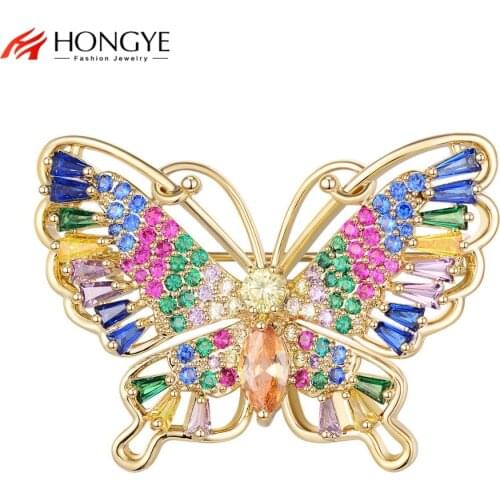 Luxury ful Zircon Crystal Butterfly Brooches For Women Wedding Rhinestone Insect Brooch Pin Bouquet Hijab Scarf Pins