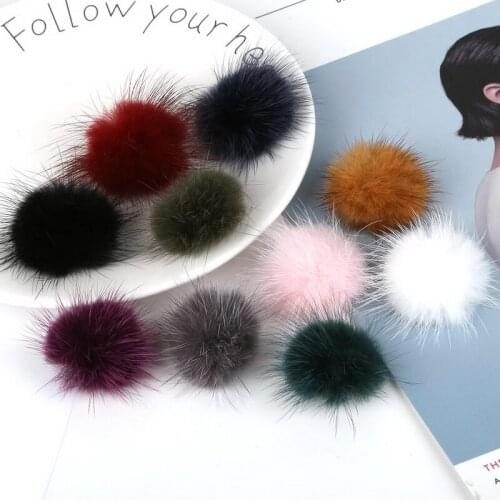 1Pcs Fashion Mink Hair Fur Covered Ball Beads Charm Pendant DIY Pompom Beads for Necklace Bracelet Drop Earring Jewelry
