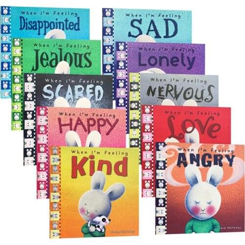 10 Book Point-reading English Childrens Picture Book Emotional Management Picture Book Furry Rabbit Children Bedtime Story Book