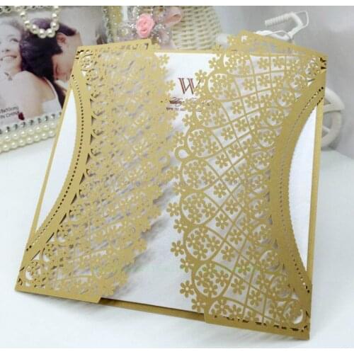 10Pcs Laser Cut Small Flowers Invitation Card Delicate Carved Pattern Blank Inner Page Wedding Party Decoration Supplies8ZSH189