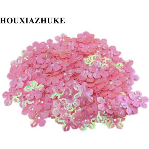 15 mm five petals pink flowers shape PVC sequins for decorative bags 2000 pcs per lot
