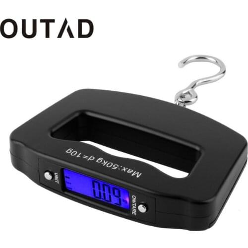 OUTAD 50kg/10g LCD Digital Fishing Hanging Scale Electronic Scale Pocket Hook Mini Hand Held Weight Travel Scale