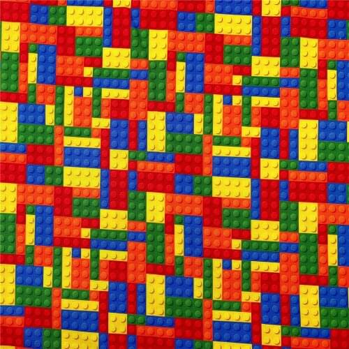 Cartoon Assembling Building Blocks Print 100% Cotton Fabric for Boy Clothes Hometextile Cushion Cover Backpacks DIY