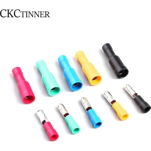 50 pcs 25 pcs female add 25 pcs male electric insulated crimp connector, bullet terminal 22 ~ 16 AWG Audio wiring