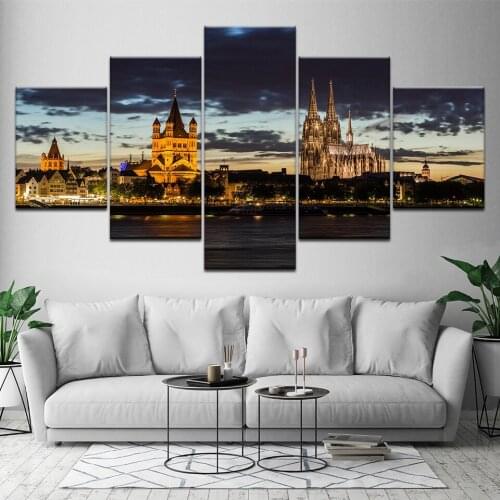 Canvas Painting Skyline College San Bruno CA at night 5 Pieces Wall Art Painting Modular Wallpapers Poster Print Home Decor