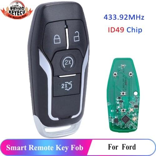 KEYECU Remote Smart Car Key 434MHz with ID49 Chip Fob 4 Button for Ford Mustang 2015 2016 2017 Edge Explorer Fusion Mondeo Kuka