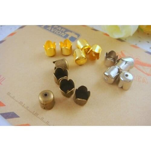 50pcs/lot 6.5/8mm Gold Bronze Rhodium Hollow Flower Filigree Metal Bead Caps Hat End Caps