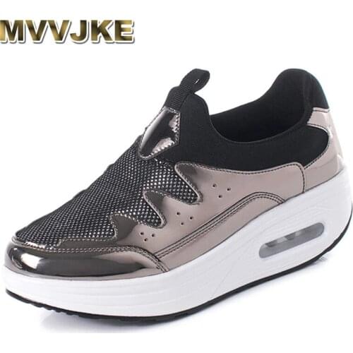 MVVJKE Wedge Tennis Slimming Toning Shoes Thick Bottom Increase Platform Shoes Women Fitness Shoes Shock Absorber Jumping Shoe