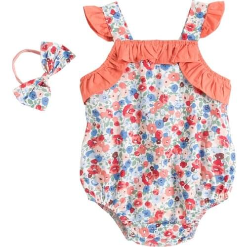 Summer Childrens Clothing For Girl Cotton Floral Baby Romper Cloth Baby Girl Sweet One-piece Suit For Toddler Children Bodysuit