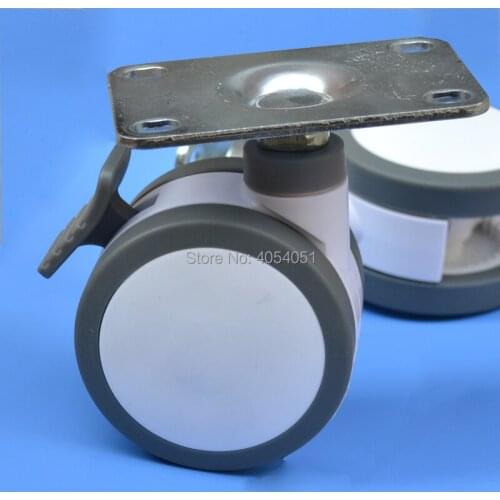 Furniture Caster 5-inch Full Plastic Flat Panel Universal TPU Swivel Medical Bed Chair Equipment Wheel With Brake